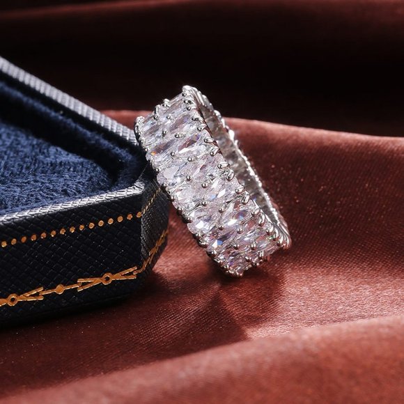 ✨ Round Full Zircon Stone Dazzling Luxury Finger Rings for Women, PD121 - Picture 9 of 13